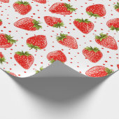 Aardbeien en stippen patroonwikkelpapier cadeaupapier (Hoek)