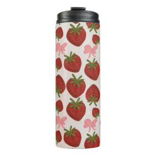 Aardbeien en Strikken Thermokop Thermosbeker