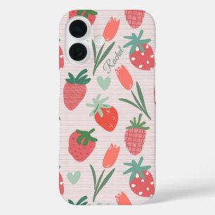 Aardbeien en tulpen iPhone / iPad hoesje
