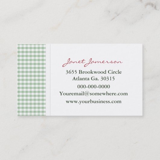 Aardbeien en Visitekaartjes van Gingham (Achterkant)