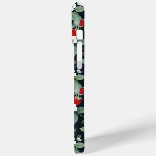 Aardbeien en Vlinders Zwart Case-Mate iPhone Case (Achterkant / Links)