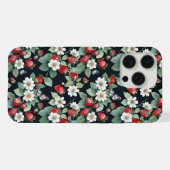 Aardbeien en Vlinders Zwart iPhone Hoesje (Achterkant horizontaal)