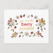Aardbeien en vogels Berry Sweetest Briefkaart (Voorkant)