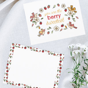 Aardbeien en vogels Berry Sweetest Briefkaart