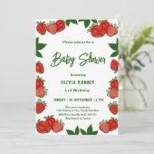 Aardbeien en vruchten, vers Baby shower Girl Kaart (Staand voorkant)