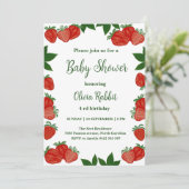 Aardbeien en vruchten, vers Baby shower Girl Kaart (Staand voorkant)