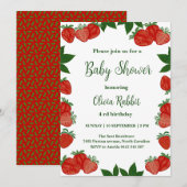 Aardbeien en vruchten, vers Baby shower Girl Kaart (Voorkant / Achterkant)