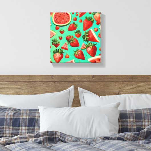 Aardbeien en watermeloenen canvas afdruk (Insitu (Slaapkamer))