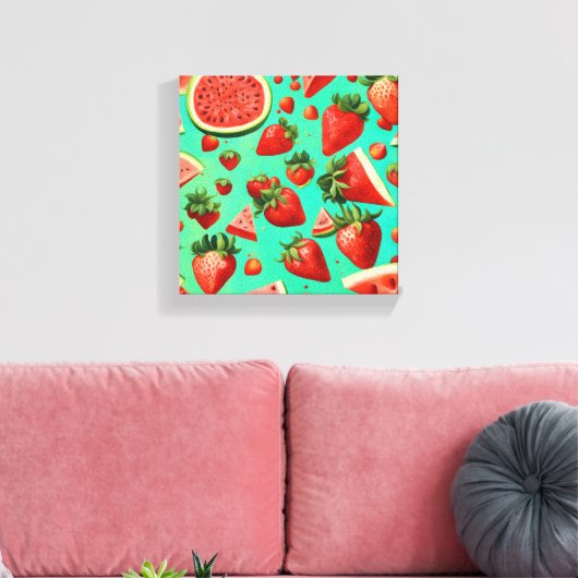 Aardbeien en watermeloenen canvas afdruk (Insitu (Woonkamer))