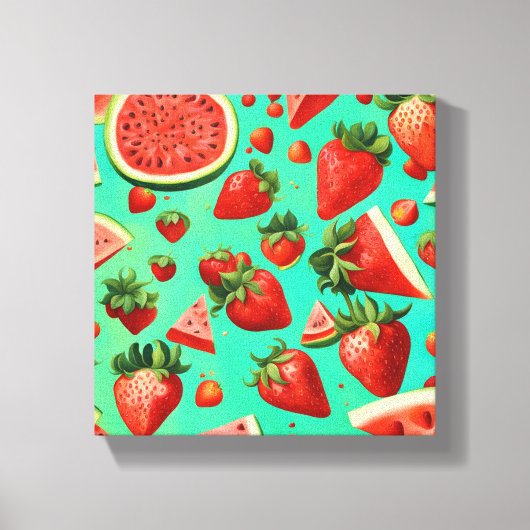 Aardbeien en watermeloenen canvas afdruk (Voorkant)