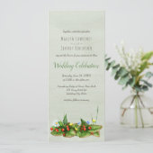 Aardbeien en wilde bloemen land bruiloft kaart (Staand voorkant)