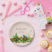 Aardbeien en wilde bloemen weduwen papieren bordje (Feest)