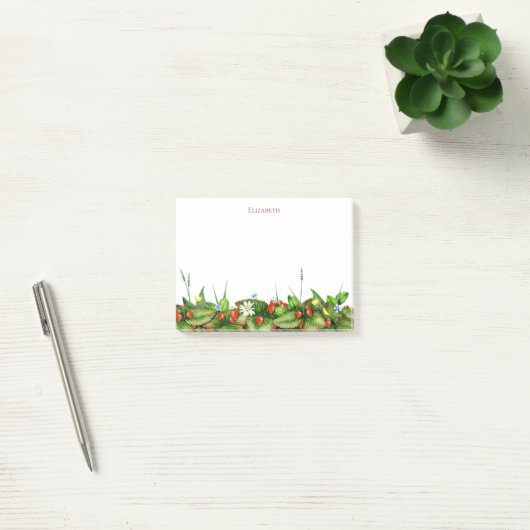Aardbeien en wilde bloemen weide post-it® notes (Kantoor)