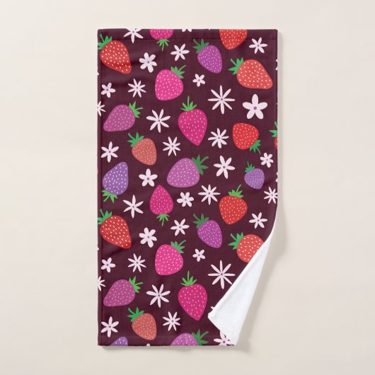 Aardbeien en witte bloemen patroon bad handdoek (Handdoek)
