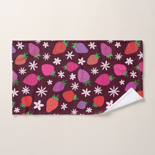 Aardbeien en witte bloemen patroon bad handdoek (Handdoek)
