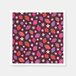 Aardbeien en witte bloemen patroon  servet