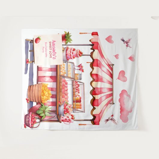 Aardbeien Fair Stand Party Achtergrond Photobooth Wandkleed (Voorkant (horizontaal))