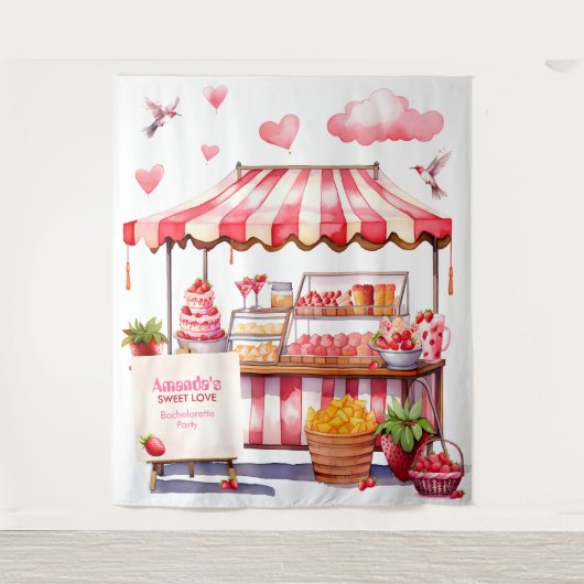 Aardbeien Fair Stand Party Achtergrond Photobooth Wandkleed (Voorkant)