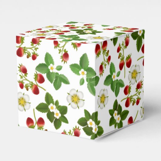 Aardbeien Fruit Bloemen Favor Box Bedankdoosjes (Voorkant Zijde)