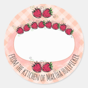 Aardbeien fruit uit de keuken van inblikken ronde sticker