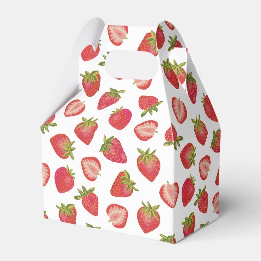 Aardbeien fruitpatroon bedankdoosjes (Voorkant Zijde)