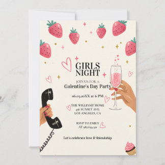 Aardbeien Galentine's Meidenavondfeest Kaart