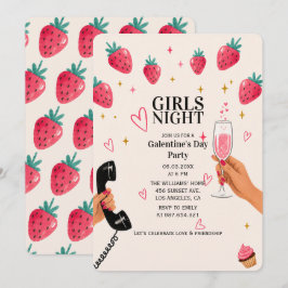 Aardbeien Galentine's Meidenavondfeest Kaart