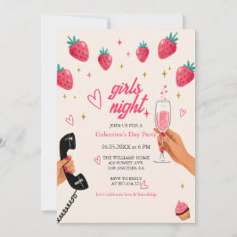 Aardbeien Galentine's Meidenavondfeest Kaart