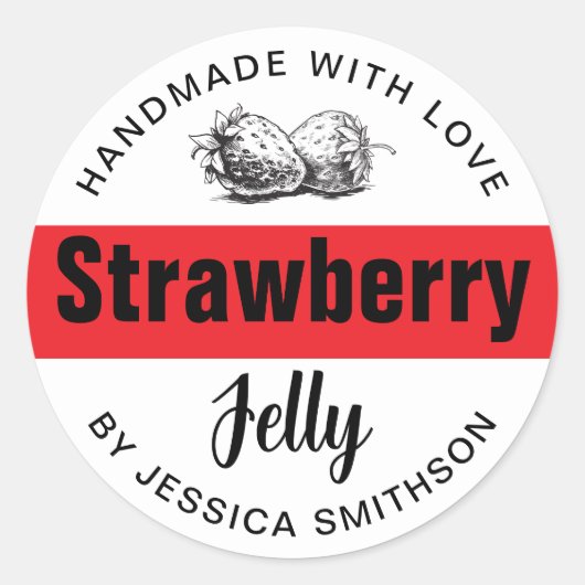 Aardbeien Gelei Jam Thuisgemaakt label STRAW03rd (Voorkant)