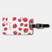 Aardbeien gepersonaliseerd bagagelabel (Voorkant horizontaal)