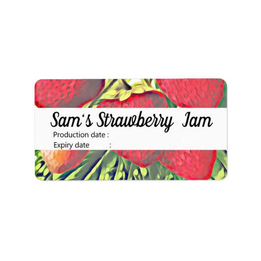 aardbeien - gepersonaliseerde jam etiket (Voorkant)