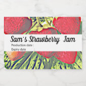 aardbeien - gepersonaliseerde jam voedselcontainer etiket (Enkel label)