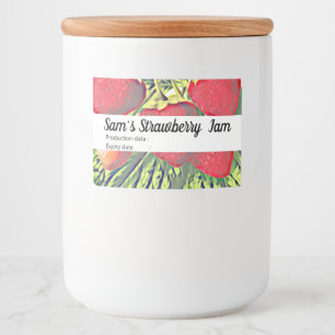 aardbeien - gepersonaliseerde jam voedselcontainer etiket