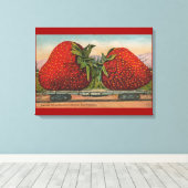 Aardbeien Giant Antiek Fruit Canvas Afdruk (Insitu (Houten vloer))