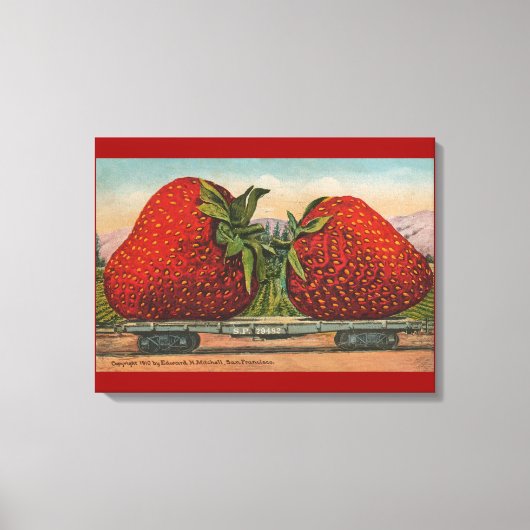 Aardbeien Giant Antiek Fruit Canvas Afdruk (Voorkant)