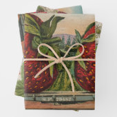 Aardbeien Giant Antiek Fruit Inpakpapier Vel (In situ)