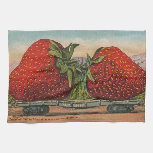 Aardbeien Giant Antiek Fruit Theedoek (Horizontaal)