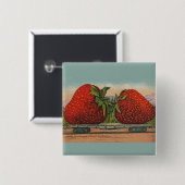 Aardbeien Giant Antiek Fruit Vierkante Button 5,1 Cm (Voorkant /achterkant)