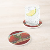 Aardbeien Giant Antiek Fruit Zandsteen Onderzetter (Zijkant)