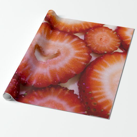 Aardbeien Gift Wrap Cadeaupapier (Uitgerold)