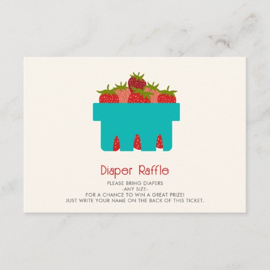 Aardbeien Gingham Baby shower Luier Raffle Informatiekaartje (Voorkant)