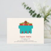 Aardbeien Gingham Baby shower Luier Raffle Informatiekaartje (Staand voorkant)