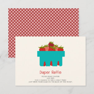 Aardbeien Gingham Baby shower Luier Raffle Informatiekaartje
