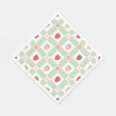 Aardbeien Gingham Eerste Verjaardag Lunch Servet (Hoek)