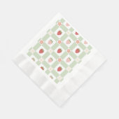 Aardbeien Gingham Eerste Verjaardag Munt Rand Servet (Hoek)