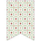 Aardbeien Gingham Eerste Verjaardag Vlaggetjes (Eerste vlag)