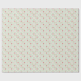 Aardbeien Gingham Pastelgroene 1e Verjaardag Cadeaupapier