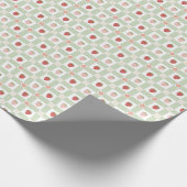 Aardbeien Gingham Pastelgroene 1e Verjaardag Cadeaupapier (Hoek)