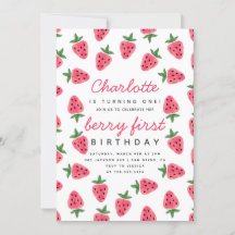 Aardbeien Girl Berry First Birthday Party Modern