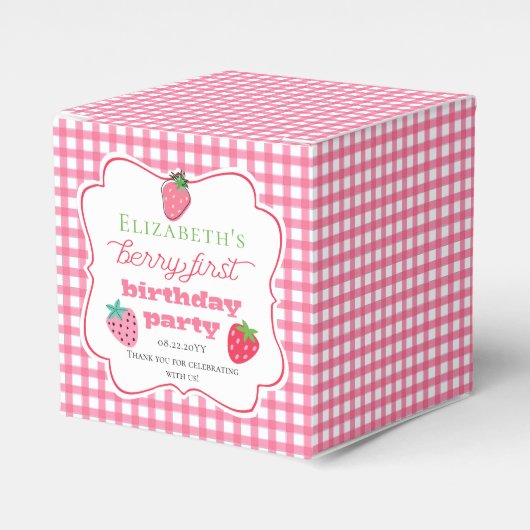 Aardbeien Girl's Berry First Birthday Party Bedankdoosjes (Voorkant Zijde)